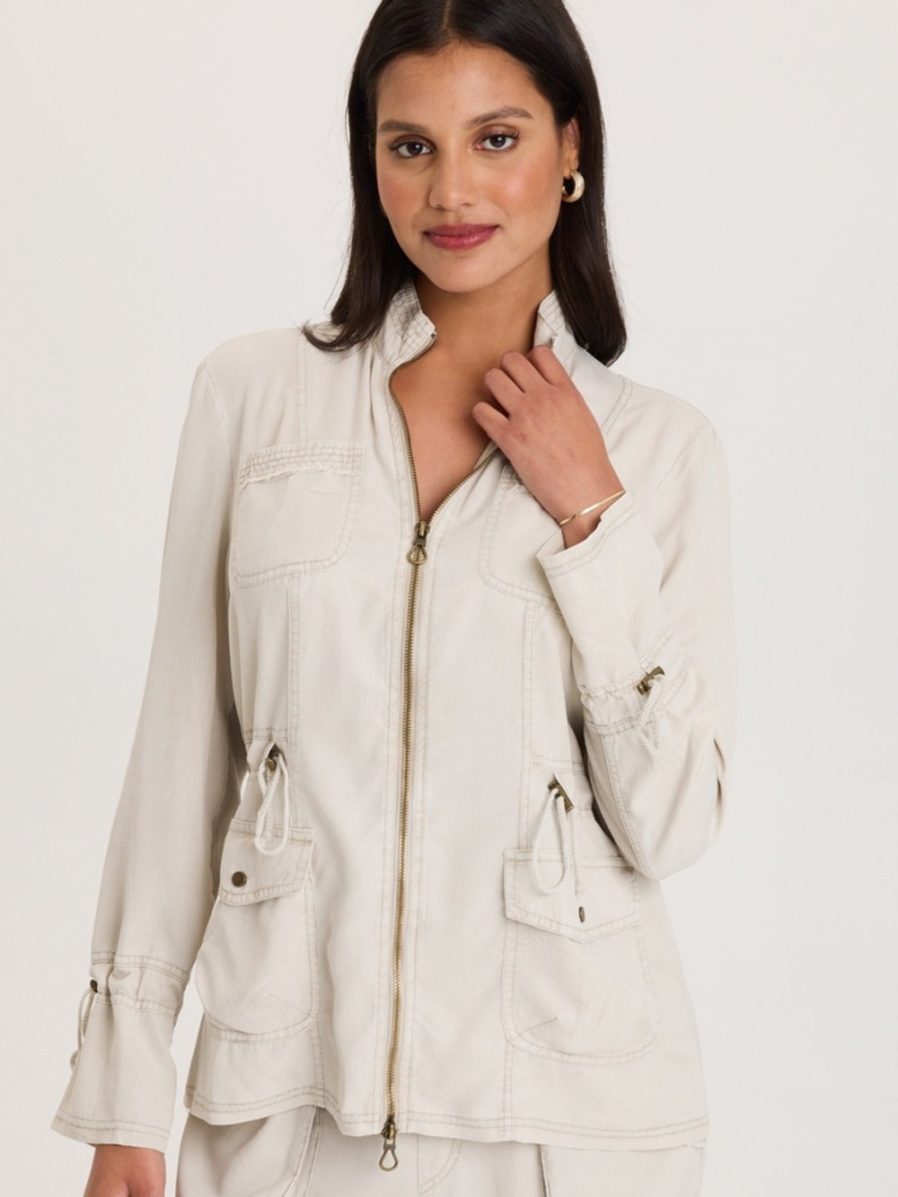 XCVI HALL FOUR POCKET CINCHABLE TWILL/RIB JACKET, Center Stage Pigment - Picture 2 of 5